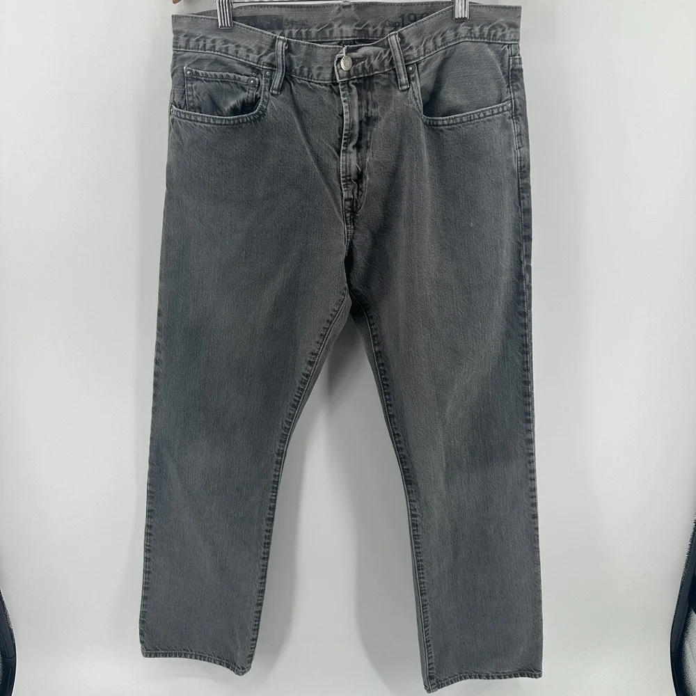 Gap 1969 Jeans Mens 34x32‎ Gray Denim Relaxed Straight Leg 5-Pocket Vintage